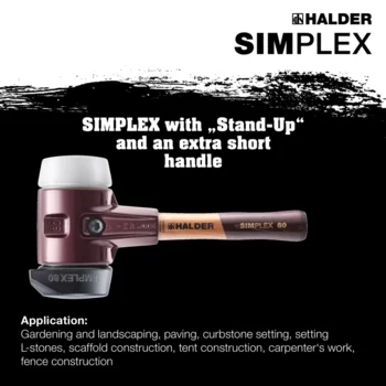                                             SIMPLEX mjuk hammare Kompositgummi, med ”stand-up” / superplast; med gjutjärnshölje och extra kort trähandtag av hög kvalitet
 IM0015267 Foto ArtGrp Zusatz en
