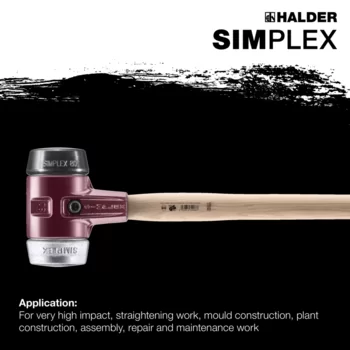                                             SIMPLEX sledge hammers Rubber composition / soft metal; with cast iron housing and Hickory handle
 IM0015283 Foto ArtGrp Zusatz en
