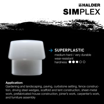                                             SIMPLEX soft-face mallets TPE-soft / superplastic; with aluminium housing and high-quality wooden handle
 IM0015355 Foto ArtGrp Zusatz en
