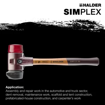                                             SIMPLEX soft-face mallets Rubber composition, with "Stand-Up" / Plastic; with cast iron housing and high-quality wooden handle
 IM0015369 Foto ArtGrp Zusatz en
