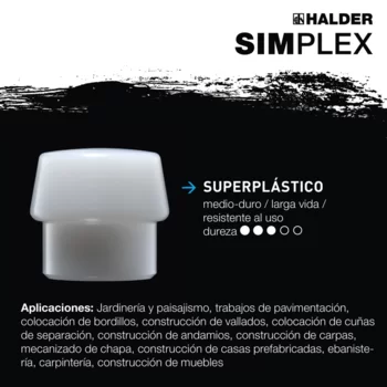                                             Mar­ti­llos SIM­PLEX de bocas blan­das Cobre / super plástico; con carcasa de hierro fundido reforzada y mango de fibra de vidrio
 IM0016130 Foto ArtGrp Zusatz es
