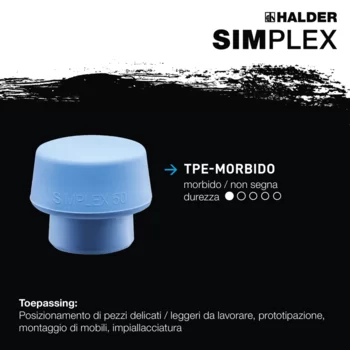                                             Maz­zuo­le SIM­PLEX 50:40 TPE-morbido / TPE-medio; con sede in alluminio e manico in legno di alta qualità 
 IM0015970 Foto ArtGrp Zusatz it
