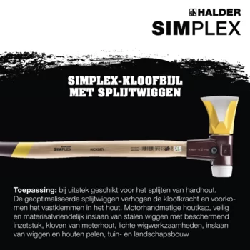                                             SIM­PLEX-axe met splijtwiggen, gietijzeren behuizing en hickory steel
 IM0015888 Foto ArtGrp Zusatz nl
