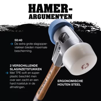                                             SIM­PLEX-Ha­mers, 50 tot 40 TPE-soft; met aluminium behuizing en hoogwaardige houten steel
 IM0015980 Foto ArtGrp Zusatz nl
