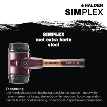                                             SIM­PLEX-Ha­mers met zacht op­per­vlak Rubber composition; with cast iron housing and high-quality extra short wooden handle
 IM0015996 Foto ArtGrp Zusatz nl
