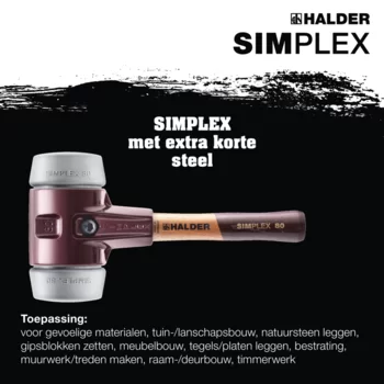                                             SIM­PLEX-Ha­mers met zacht op­per­vlak TPE-mid; with cast iron housing and high-quality extra short wooden handle
 IM0015999 Foto ArtGrp Zusatz nl
