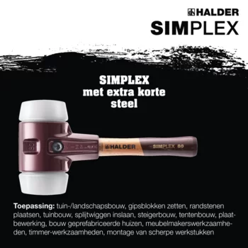                                             SIM­PLEX-Ha­mers met zacht op­per­vlak Superplastic; with cast iron housing and high-quality extra short wooden handle
 IM0016002 Foto ArtGrp Zusatz nl
