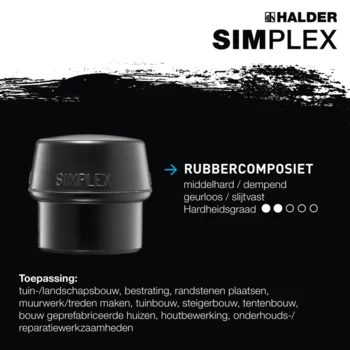                                             SIM­PLEX voor­ha­mers Rubber compositie / nylon; met gietijzeren behuizing en hickory steel
 IM0016122 Foto ArtGrp Zusatz nl
