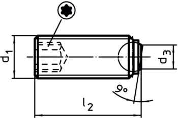                                             Şuruburi de presiune cu bilă fără cap, cu bilă teşită şi locaş hexalobular
 IM0009167 Zeichnung
