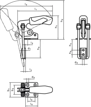                                             Hákové rychloupínače svislé, s vodorovnou nohou
 IM0009349 Zeichnung
