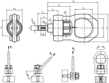                                             Pasadores de Elevación con Rosca autobloqueante, con grillete giratorio
 IM0012826 Zeichnung
