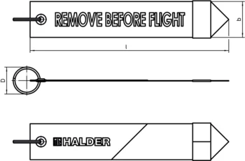                                             Waarschuwingslabel met opschrift "Remove Before Flight", met reflector
 IM0012911 Zeichnung
