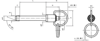                                             带有环型手柄的球型锁销 单一作动 - 遵守 NAS / MS 17987 规范
 IM0014695 Zeichnung cn
