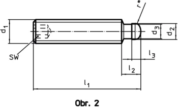                                             Závitový kolík DIN 6332, s tlačným čepem
 IM0010422 Zeichnung cz
