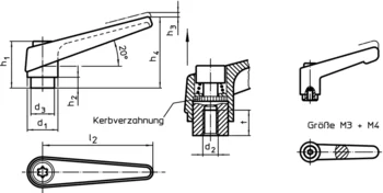                                             Verstellbare Klemmhebel Innenteile aus rostfreiem Stahl, mit Innengewinde
 IM0001811 Zeichnung de
