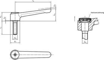                                             Ver­stell­ba­re Flach­spann­he­bel mit Schraube, rostfreier Stahl
 IM0009508 Zeichnung de

