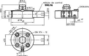                                             Elementos de Conexión modular, accionamiento hidráulico, con protección antigiro
 IM0007316 Zeichnung es

