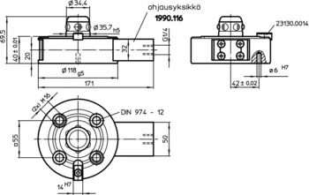                                             Kiinnityselementit modulaarinen, hydraulinen, suojattu pyörähtämistä vastaan.
 IM0007283 Zeichnung fi
