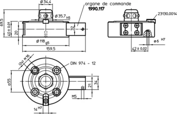                                             Éléments de centrage et bridage modulaires, pneumatiques, avec système anti-rotation
 IM0000621 Zeichnung fr
