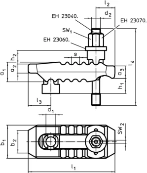                                             Łapy regulowane, z elementem kontrującym, ze śrubą z otworem sześciokątnym
 IM0002048 Zeichnung pl
