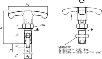                                             Indexbultar kompakt med sexkantskrage och låsning, med T-handtag
 IM0003223 Zeichnung se
