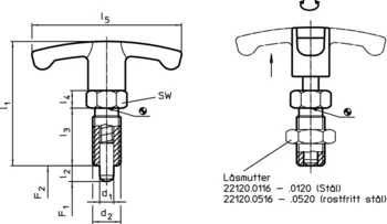                                            Indexbultar kompakt med sexkantskrage, med T-handtag   
 IM0003235 Zeichnung se
